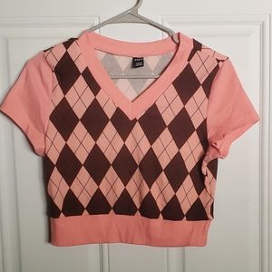 Shein short sleeve sweater with diamond print size m